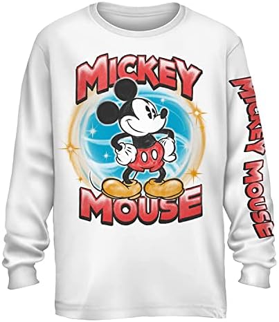 חולצת דיסני Mens Mickey Mouse - חולצת טי קלאסית של מיקי מאוס עניבה על עניבה - חולצת טריקו שרוול ארוך