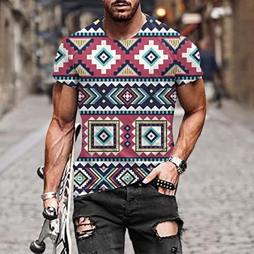 חולצת טריקו לאופנה לגברים תלת מימד דפוס צוואר צוואר צוואר שרוול קצר חולצת טיז גרפית עם עיצובים
