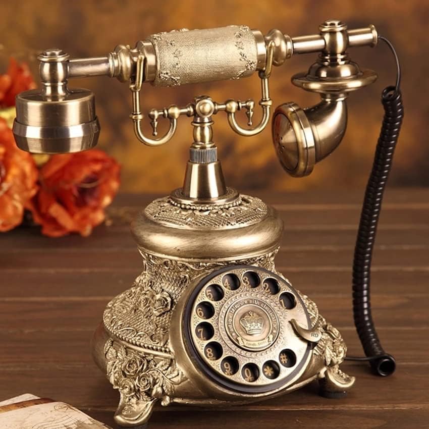 Lhllhl עתיק טלפון רטרו רטרו וינטג 'טלפון שולחן חיוג סיבוב