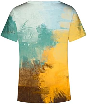 חולצות קיץ לנשים 2023 טרנדי פרחוני בדוגמת צווארון רופף שרוול קצר מתאים חולצות טריקו יומיות
