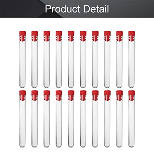 OTHMRO 100 יחידות צינורות בדיקת פלסטיק ברורים עם כובעים אדומים, צינורות בדיקה מיני של 13 ממ.