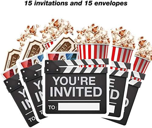 הזמנות למסיבות סרטים נושא סרטים בצורת הזמנות מילוי מערך של 15 עם מעטפות לילה מזמין כרטיסים ליום
