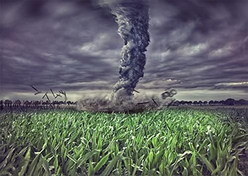 10 על 6.5 רגל בד ירוק שדה תירס טורנדו תפאורות צילום כפרי אדמות חקלאיות סוער ברקים טורנדו רקע רקע