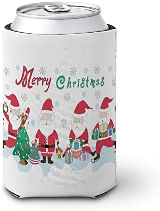 יכול שרוולים קירור יותר יכולות לפחים ובקבוקים מבודדים חג שמח סנטה קלאוס הדפס PVC אלסטי לשימוש חוזר