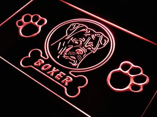 Advpro Boxer Pet Dog Dog Paw Shop Shop Led Neon שלט אדום 24 x 16 אינץ 'ST4S64-J952-R