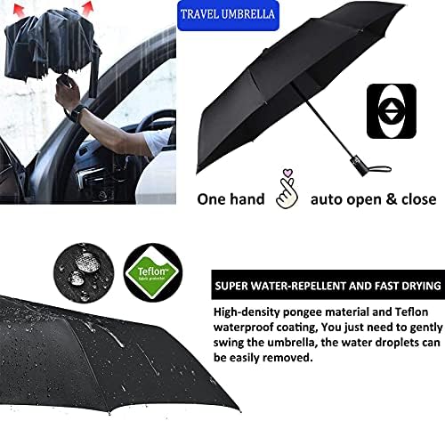 שחור מטריות עבור גשם 2 חבילה-קטן נסיעות נייד מטריית 42 אינץ וגדול גולף מטריית 62 אינץ עבור גברים ונשים