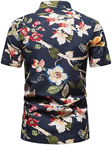 חולצות צווארון מנדרין דודובבי חולצות לגברים מתנה בשבילו גברים בסגנון הדפסה שרוול קצר כפתורים רופפים חולצה חולצה