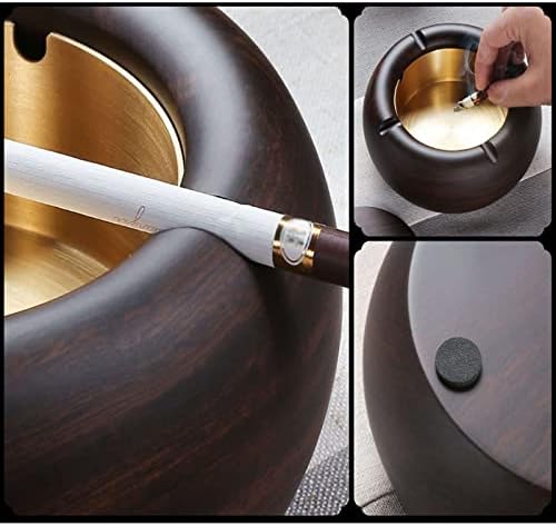 סיגריות עץ של Rowgee מאפרה עם מכסה, מגש אפר אטום לרוח הובנה עם אניה נירוסטה, מאפרות מגניבות דקורטיביות