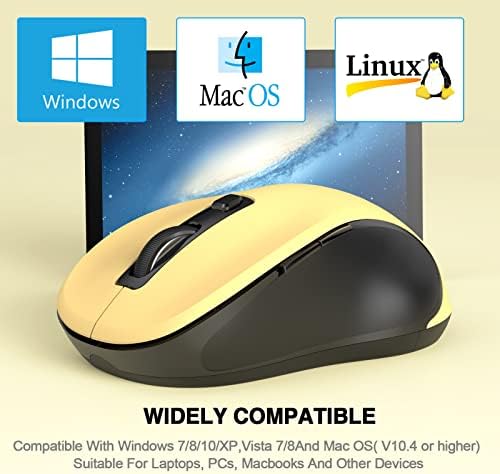 2.4 גרם עכבר אלחוטי למחשב נייד, עכבר מחשב ארגונומי עם מקלט 3 רמות מתכווננת, 6 כפתור עכבר אלחוטי עכברים
