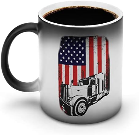 אמריקאי דגל משאית נהג יצירתי שינוי צבע קרמיקה קפה כוס חום שינוי ספל מצחיק עבור בית משרד