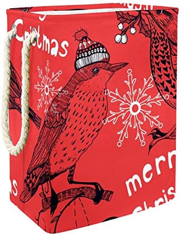 חג המולד דפוס עם בציר ציפורים 300 ד אוקספורד עמיד למים בגדי סל גדול כביסה סל עבור שמיכות בגדי