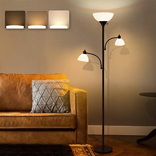 מנורת רצפה עומדת לד איסלויס: מנורות גבוהות מתכווננות לפידים לסלון-אורות קריאה בהירים עם נורה כלולים לפינוי