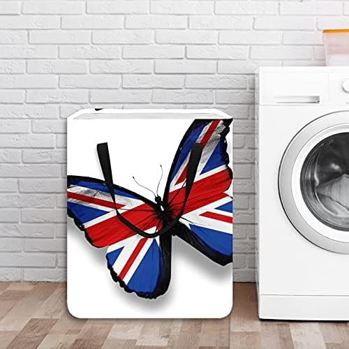 בריטניה בריטי דגל פרפר עיצוב כביסה סל מתקפל אחסון סל עם ידיות עבור סל, חדר ילדים,צעצוע אחסון