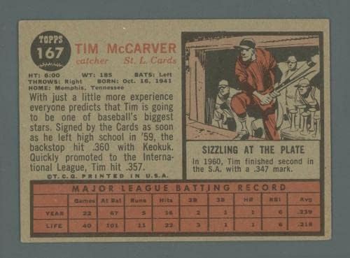 1962 Topps 167 TIM MCCARVER ST. LOUIS CARDINAL