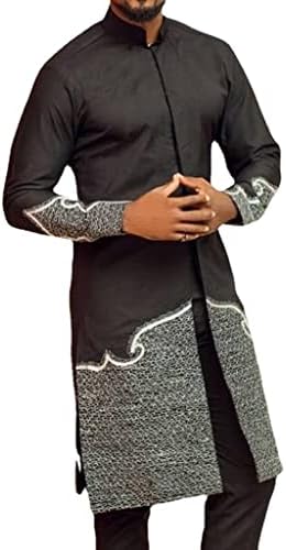שרוול ארוך אפריקני לגברים 2 חלקים סט דשיקי ומכנסיים תלבושת תלבושת חליפה מסורתית לבגדי ביגוד חליפה מכנסיים