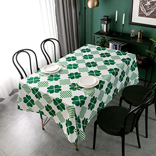 Xikaywnt St. Patrick's יום מלבן מלבן שולחן - בד עמיד למים ירוק ירוק עם ארבעה עלים תלתן שולחן שולחן כסות שולחן