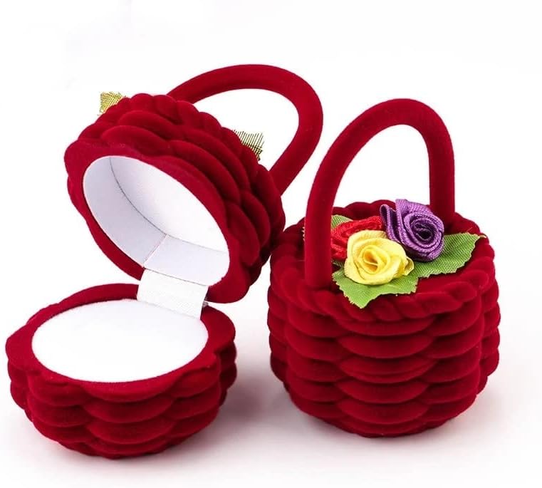 קופסות חמוד פרח סל קטיפה חתונה אירוסין טבעת תיבת אריזת מתנה מחזיק עבור עגילי שרשרת תצוגת תכשיטי מקרה