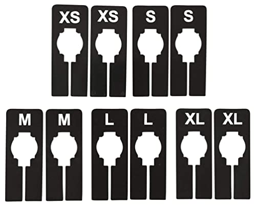 NAHANCO QSDBWKIT2, מחלקים בגודל בגדים מלבניים שחורים עם הדפס לבן עבור XS-XL, ערכה של 25
