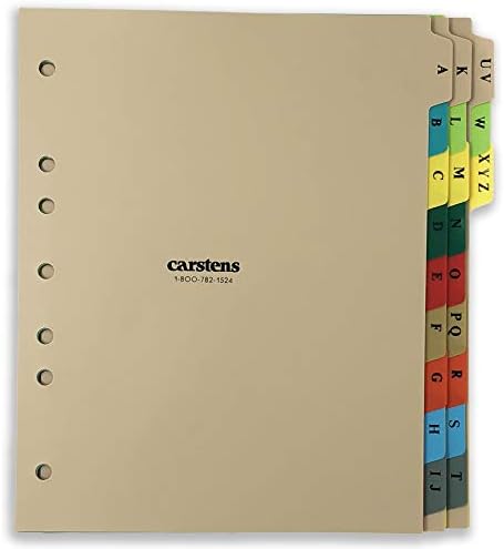 קרסטנס פלסטיק כבד האלפבית מחלק סט, 21-כרטיסייה, רב צבע, עבור צד-פתיחת 3-טבעת קלסרים