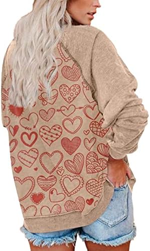 נשים אהבת לב סווטשירט גרפי ארוך שרוול אהבת לב מכתב הדפסת סווטשירט מזדמן חולצות סוודר