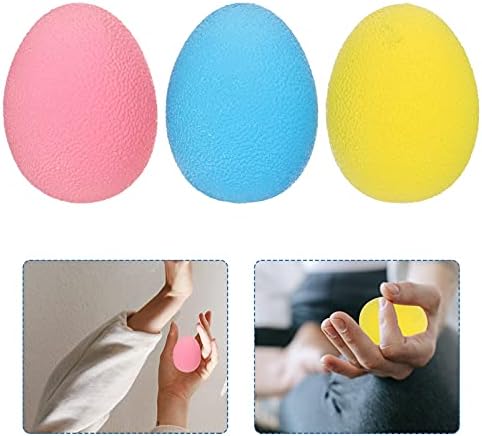 צעצוע ביצה מרפא 3 יחידות ביצה- כדורי התנגדות עמוקים סיליקון פיזי, יד הרפיה לחוזק כושר חיזוק כושר אצבעות