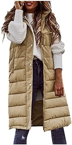 COTECRAM אפוד אפוד נשים אופנה פלוס מעילי חורף ללא שרוולים גודל רוכסן קפוצ'ון קפוצ'ון ז'קט ארוך ז'קט ארוך