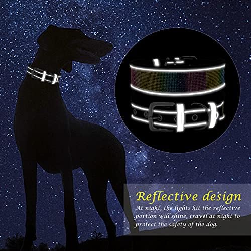 צווארון כלבים של DIDOG Rhinestone עם קריסטל בלינג צבעוני, צווארון כלבי זמש רך, צווארון כלבים, רפלקטיבי ונוצץ