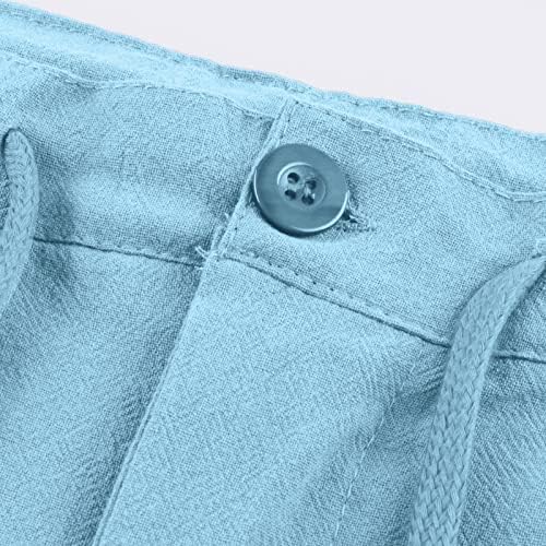 מכנסי מטען לגברים של ymosrh מכנסי כותנה פשתן מכנסיים קצרים מזדמנים מכנסיים קצרים פיג'מה מכנסיים קצרים מכנסיים