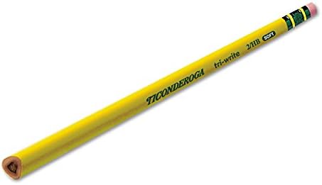 Ticonderoga 13856 Tri-Write עפרון עץ, HB 2, צהוב, תריסר