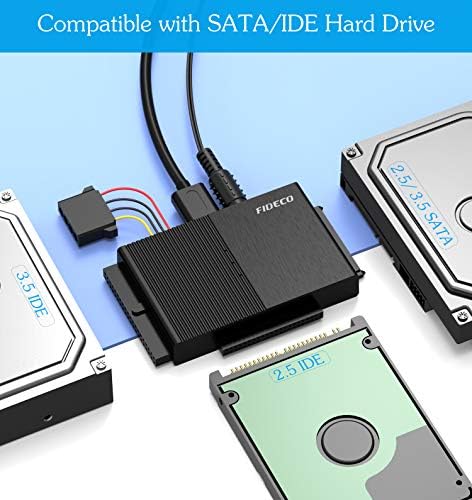 FIDECO USB 3.0 ל- SATA או מתאם IDE, כבל מתאם כונן קשיח אוניברסלי בגודל 2.5/3.5 אינץ 'SATA HDD/SSD ו- IDE HDD עם