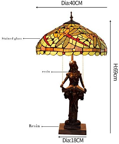 מנורת שולחן ויטראז 'בעבודת יד 40 סמ טיפאני ויטראז' שולחן מנורה סגנון סגנון אירופאי פסטורלי ירוק שולחן