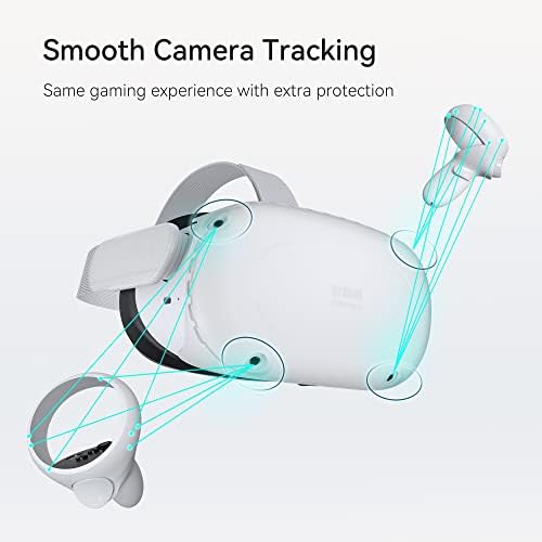 Kiwi Design VR מעטפת מכסה מגן עם שני מעטפת מגן צדדית, התואמת לאביזרי Quest 2