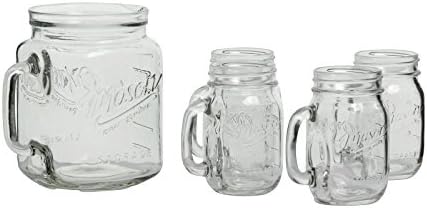 מייסון קרפט & מגבר; אוסף כלי שתייה יותר - זכוכית עמיד דליפת הוכחה זכוכית זכוכית, 5 חתיכה 0.5 גלון קנקן וספל להגדיר,
