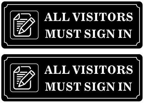חיצוני/מקורה 9 x 3 - כל המבקרים חייבים להיכנס - הודעה על סימן הודעה בשחור לבן דבק דבק ויניל מדבקה מדבקה - לחנות