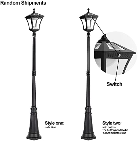 סינוטון 84.6 מנורה סולארית פוסט אורות חיצונית, 3 מצבי אור שונים בין ערביים לשחר אור רחוב חיצוני לחצר האחורית