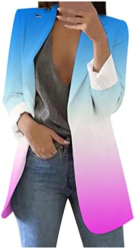 נשים של חליפת חולצות מודפס קרדיגן חליפה רשמית ארוך שרוול דשי עסקי משרד מעיל מעיל חולצה