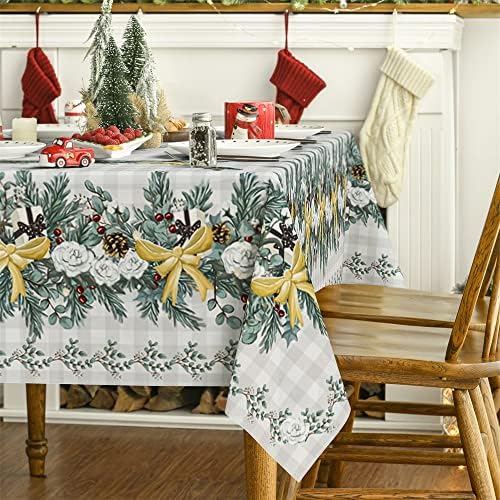 מפת שולחן חג המולד יומית מלבן בגודל 60 על 84 אינץ', בוהו חג המולד חורף בד שולחן כיסוי שולחן חג למסיבה