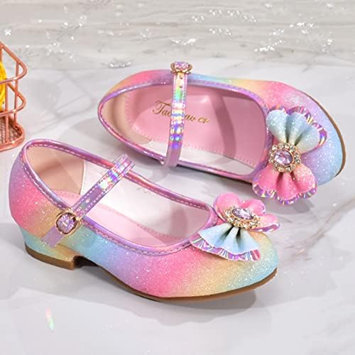 נעלי ילדים עם יהלום סנדלים מבריקים נעלי נסיכה קשת עקבים גבוהה מראים נעלי נסיכה בגודל 7 נעלי פעוטות