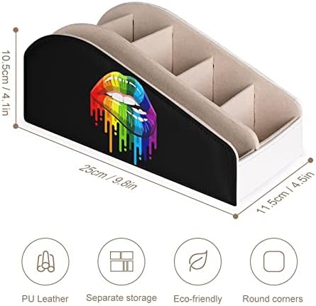 הומו הומוסקסואל לסבית קשת שפות שלט רחוק מחזיק עם 6 תאים עור מפוצל שולחן מארגן שולחן תיבת אחסון