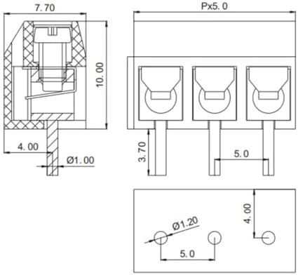 10 יחידות 5.08 ממ מגרש KF301 8pin PCB מחבר חסימת בורג PCB ניתן לשחרר 2pin 3pin 300V 10a