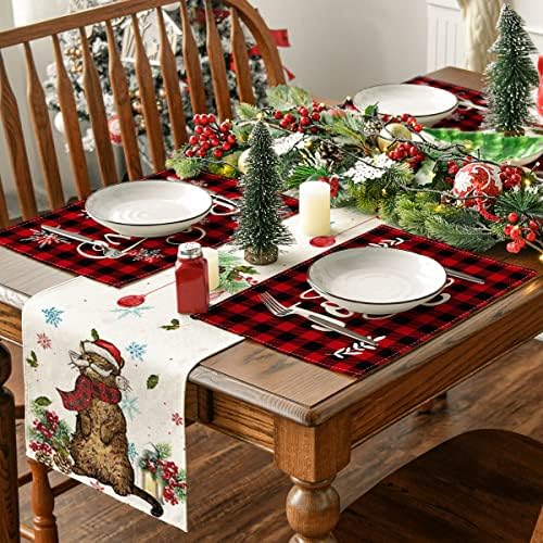 מצב ארטואידי חג המולד אומר כי בופלו בדוק את שולחן האוכל משובץ שולחן אוכל, 12 x 18 אינץ 'חורף חורף