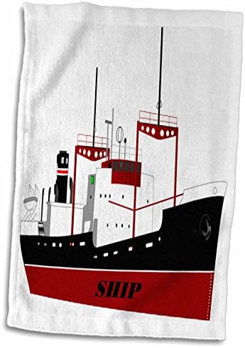 3drose Florene Childrens אמנות - שחור לבן N ספינת משא אדום - מגבות