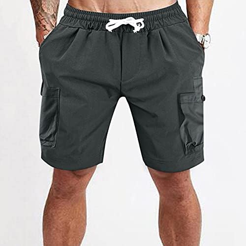 מכנסי מטען של Beuu לגברים פלוס גודל, קיץ אלסטי מותניים שרוך רחוב אופנה ברמודה מכנסיים קצרים עם כיסים