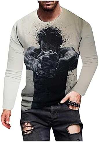 חולצות שרוול ארוך של Xiloccer's Mean's חולצות טופ חולצות T לגברים וינטג 'צווארון סווטשירט סווטשירט קז'ואל