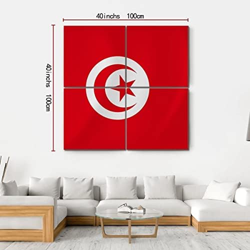 דגל Ergo Plus of Tunisia קיר אמנות ציור מתוח מדהים מוכן לתלות לעיצוב הבית - מושלם לקיר גלריית הסלון