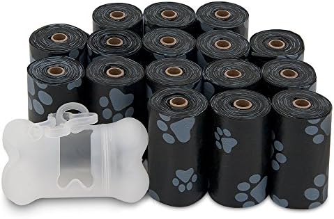 שקיות קקי פסולת עבות במיוחד עם מתקן-בניחוח, שחור, 240 שקיות