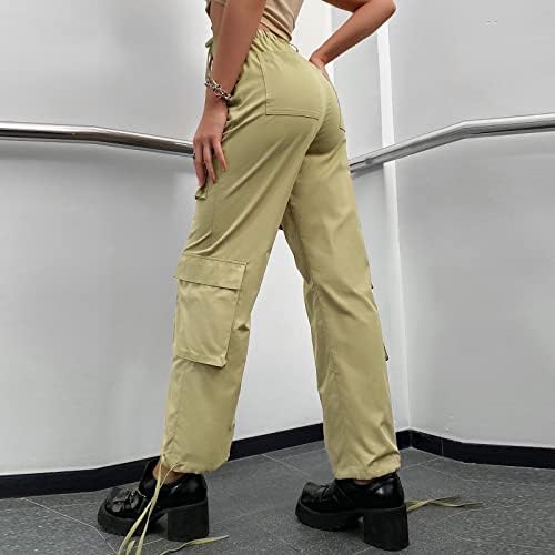 מכנסיים מזדמנים לנשים ארוכות 2023 מכנסי מטען אישה רגועה בכושר בגדים רחבים מכנסיים שחורים רוכסן מותניים