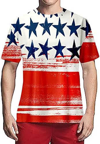 BMISEGM קיץ חולצות גדולות וגבוהות לגברים גברים ארהב דגל ארהב דגל חולצה פטריוטית אמריקאית שרוול קצר מכנסי טרנינג