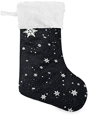 גרבי חג המולד של Alaza פתיתי שלג קלאסיים שחורים קלאסיים בהתאמה אישית של קישוטים גדולים של גרביים לעונת המסיבה