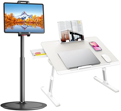 עמדת טלפון מתכווננת של Saiji + שולחן מגש מיטת מחשב נייד